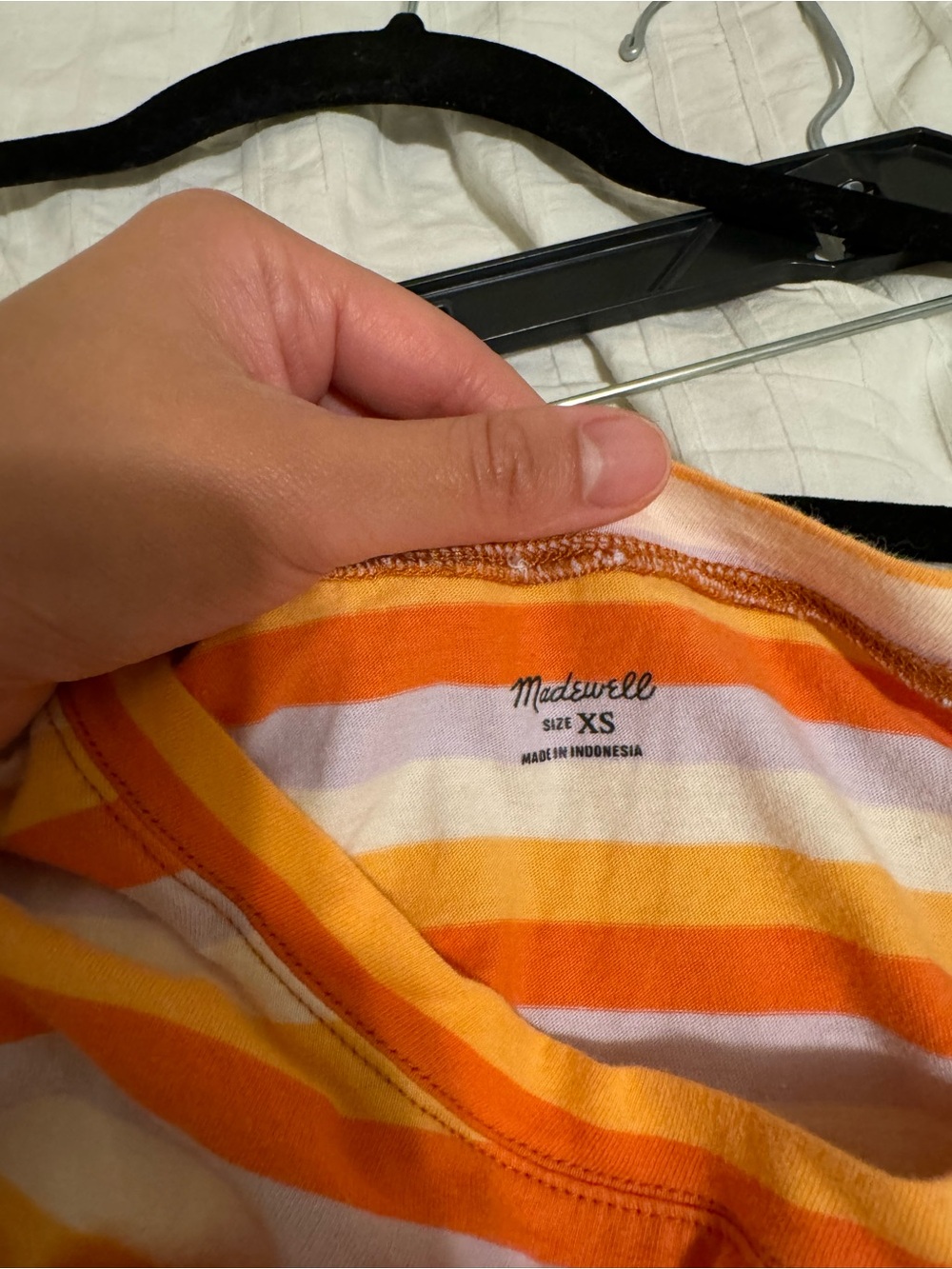 Madewell Orange, White & Light Purple Striped Short Sleeve Tee 🌼 - Picture 3 of 3